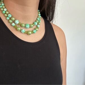 🩵✨ Vintage Blue Green Turquoise Beaded Necklace ✨🩵